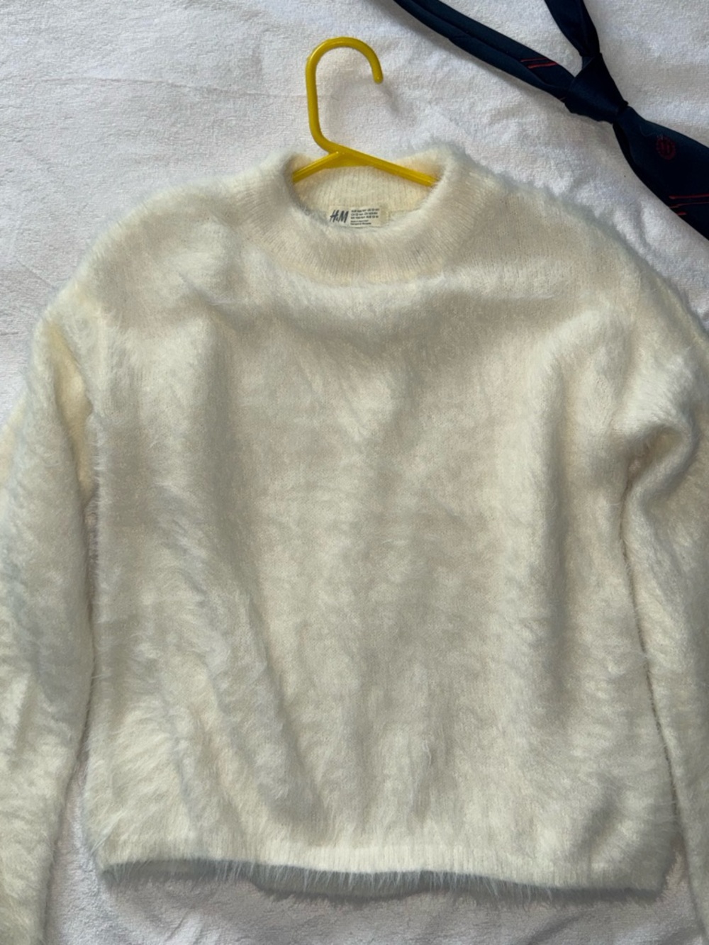 H&M Cream Fuzzy Crewneck Sweater